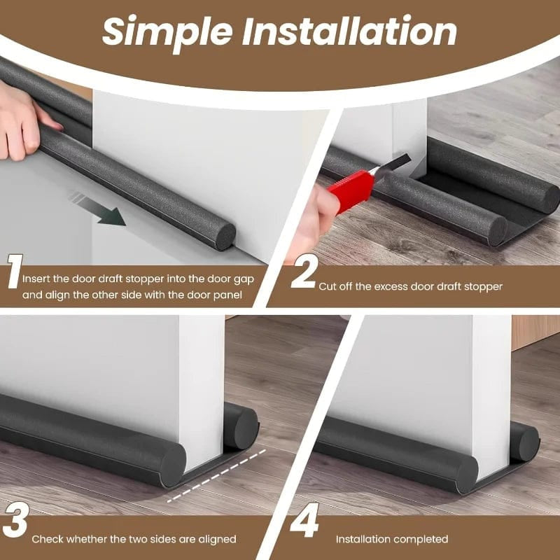 Easy Door Draft Stopper – Double-Sided (Dark Brown)